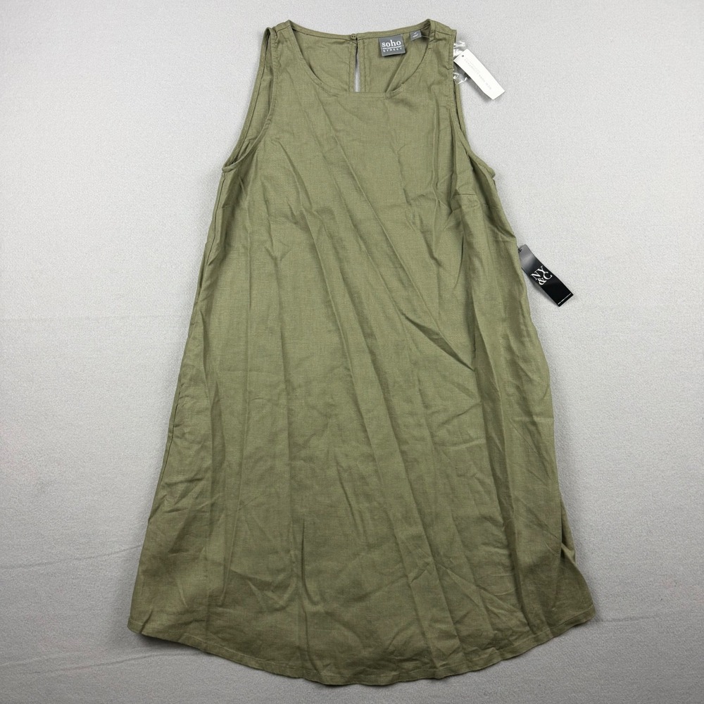New York & Company Women XS Green Soho Street Linen Blend Tank Dress NWT